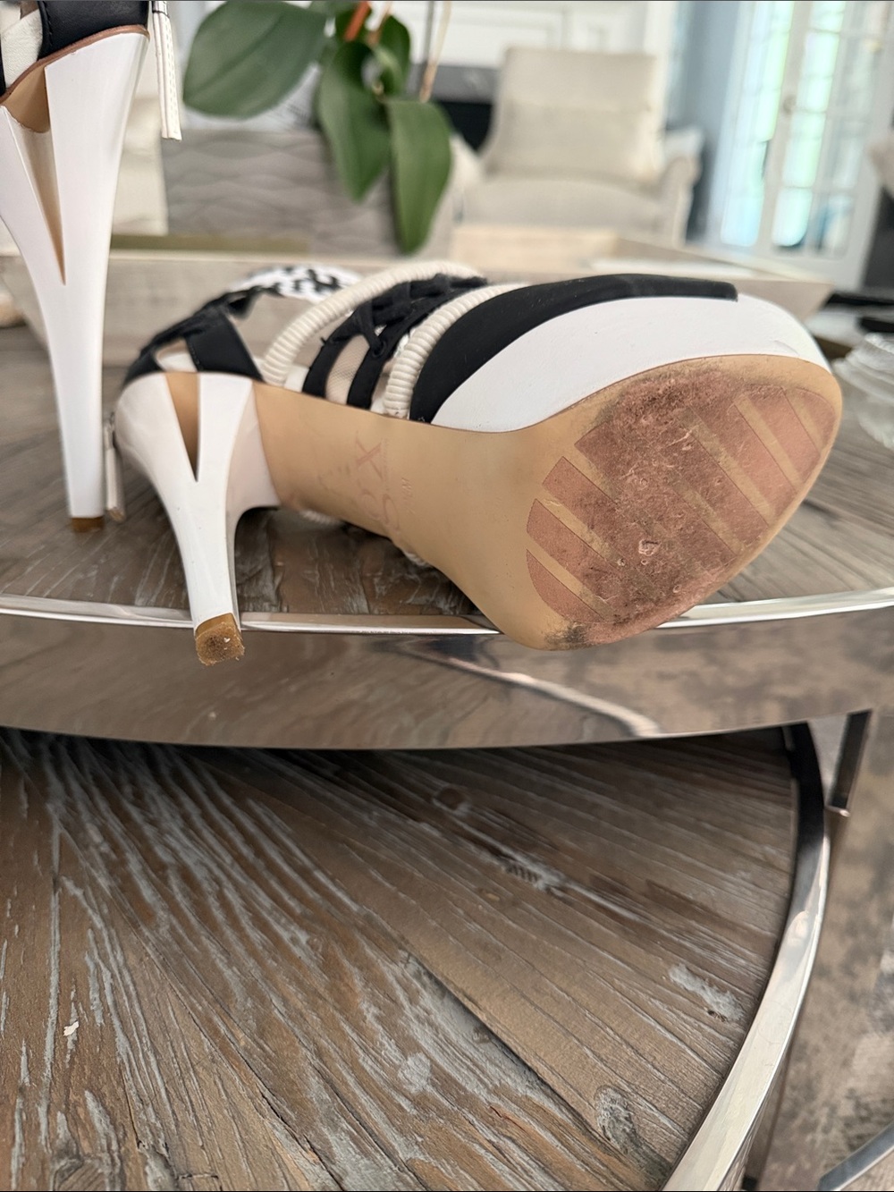 GX by Gwen Stefani Black and White Woven Platform Sandals - Picture 2 of 8